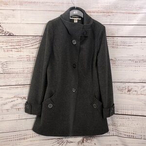 Kristen Blake Elegant Charcoal Gray Pea Coat Ladies Large NWT